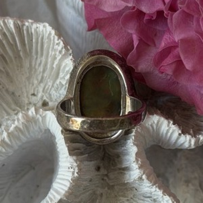 Vintage 925 Sterling Silver Abalone & Marcasite Ring Size 9
