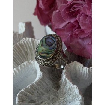Vintage 925 Sterling Silver Abalone & Marcasite Ring Size 9