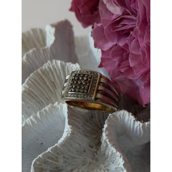 Mens 925 Sterling Silver White & Brown Tourmaline Ring Size 10.5