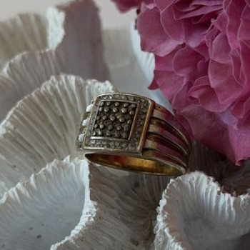 Mens 925 Sterling Silver White & Brown Tourmaline Ring Size 10.5