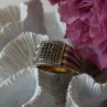 Mens 925 Sterling Silver White & Brown Tourmaline Ring Size 10.5