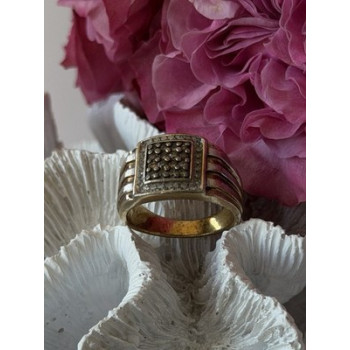 Mens 925 Sterling Silver White & Brown Tourmaline Ring Size 10.5