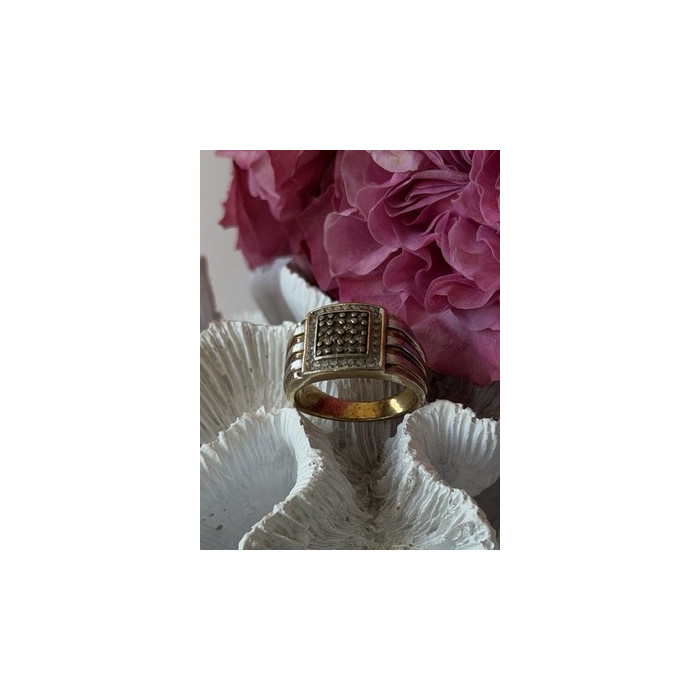 Mens 925 Sterling Silver White & Brown Tourmaline Ring Size 10.5