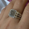 Mens 925 Sterling Silver White & Brown Tourmaline Ring Size 10.5