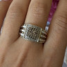 Mens 925 Sterling Silver White & Brown Tourmaline Ring Size 10.5