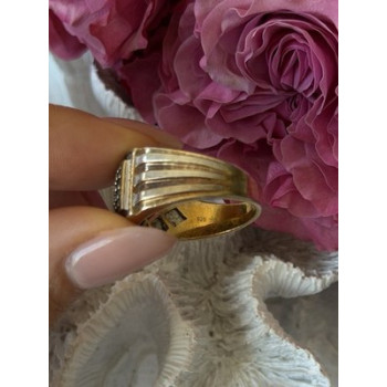 Mens 925 Sterling Silver White & Brown Tourmaline Ring Size 10.5