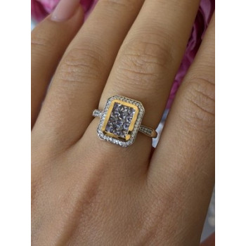 925 Sterling Silver Gold Plated Tanzanite & Beryl Ring Size 8