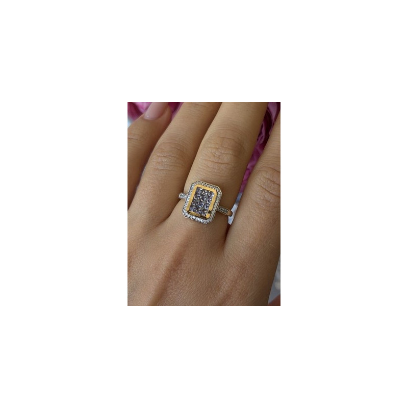 925 Sterling Silver Gold Plated Tanzanite & Beryl Ring Size 8