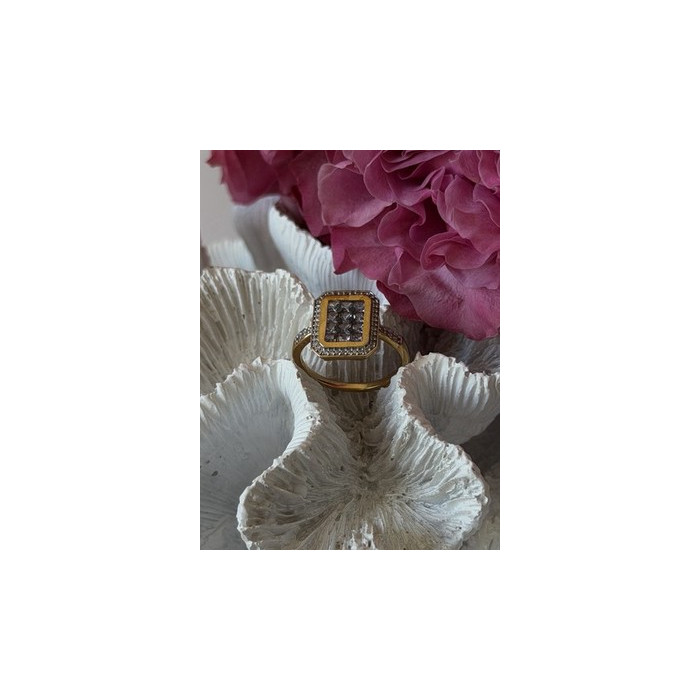 925 Sterling Silver Gold Plated Tanzanite & Beryl Ring Size 8