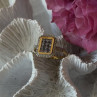 925 Sterling Silver Gold Plated Tanzanite & Beryl Ring Size 8