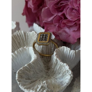 925 Sterling Silver Gold Plated Tanzanite & Beryl Ring Size 8