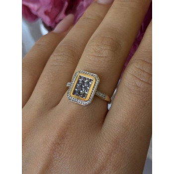 925 Sterling Silver Gold Plated Tanzanite & Beryl Ring Size 8