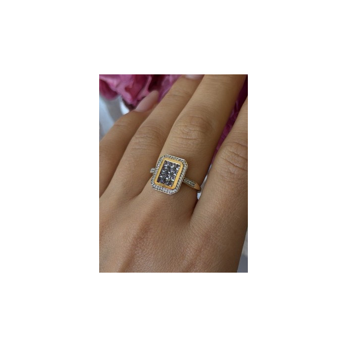 925 Sterling Silver Gold Plated Tanzanite & Beryl Ring Size 8