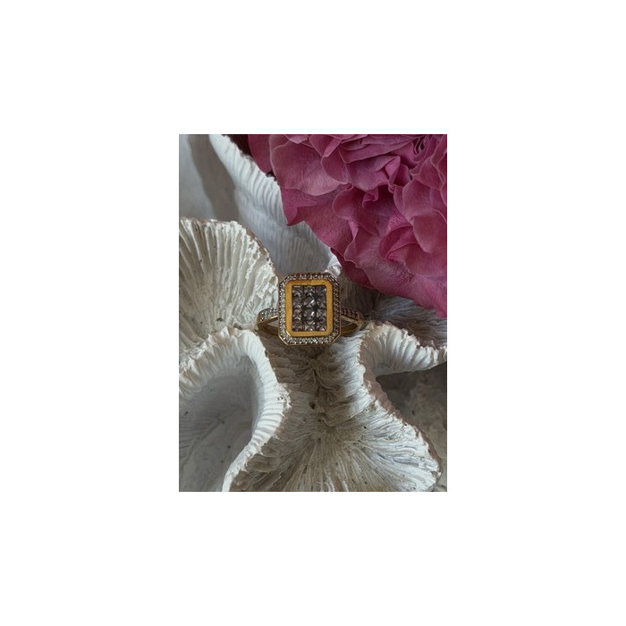 925 Sterling Silver Gold Plated Tanzanite & Beryl Ring Size 8