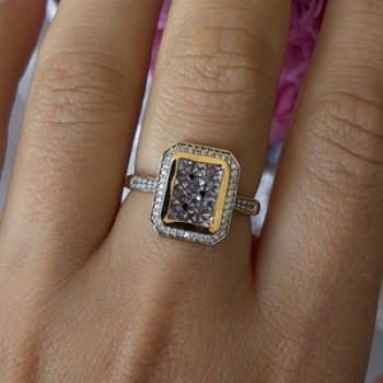 925 Sterling Silver Gold Plated Tanzanite & Beryl Ring Size 8