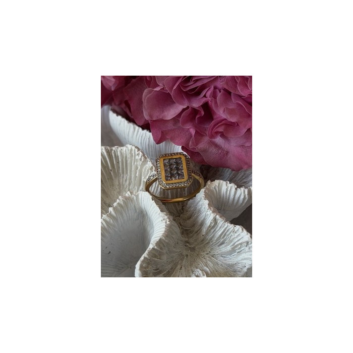 925 Sterling Silver Gold Plated Tanzanite & Beryl Ring Size 8