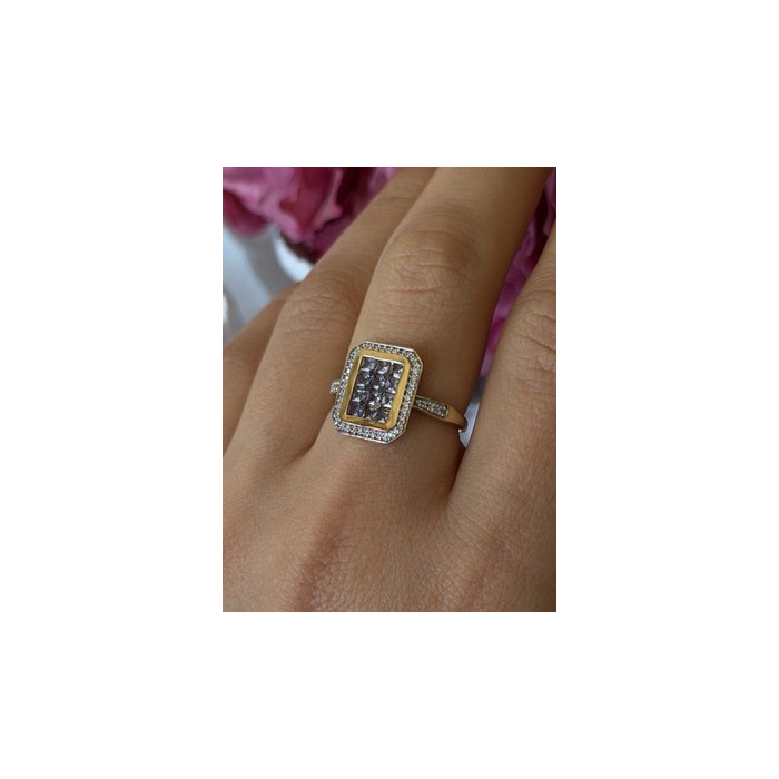 925 Sterling Silver Gold Plated Tanzanite & Beryl Ring Size 8