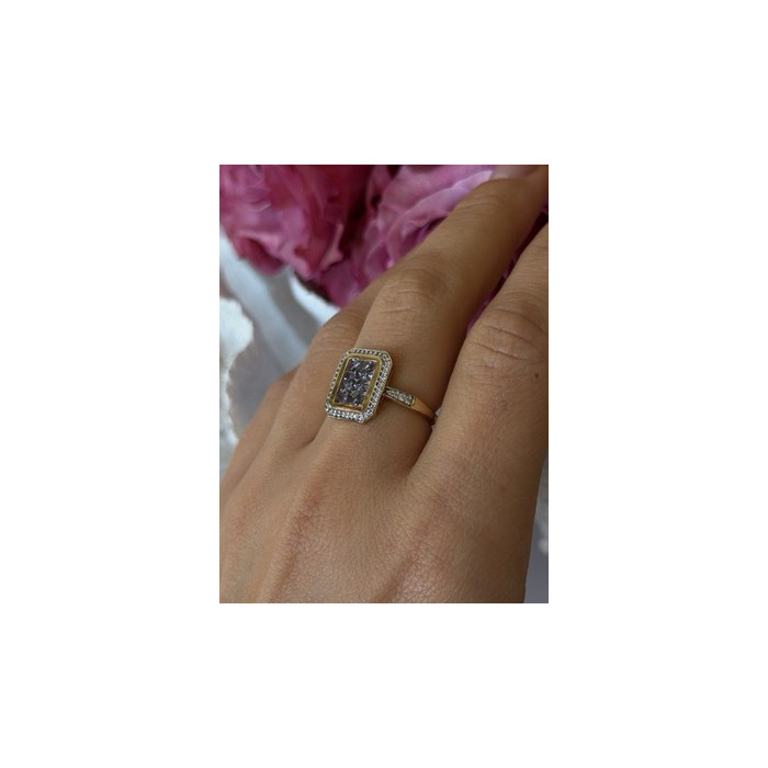 925 Sterling Silver Gold Plated Tanzanite & Beryl Ring Size 8