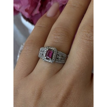 Beautiful 925 Sterling Silver Ruby Ring Size 6.5