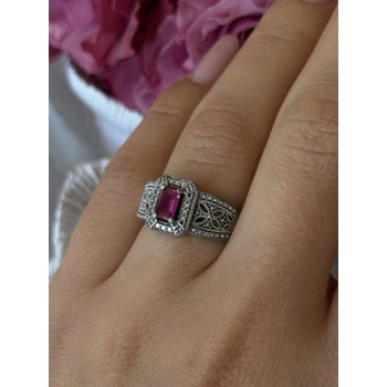 Beautiful 925 Sterling Silver Ruby Ring Size 6.5