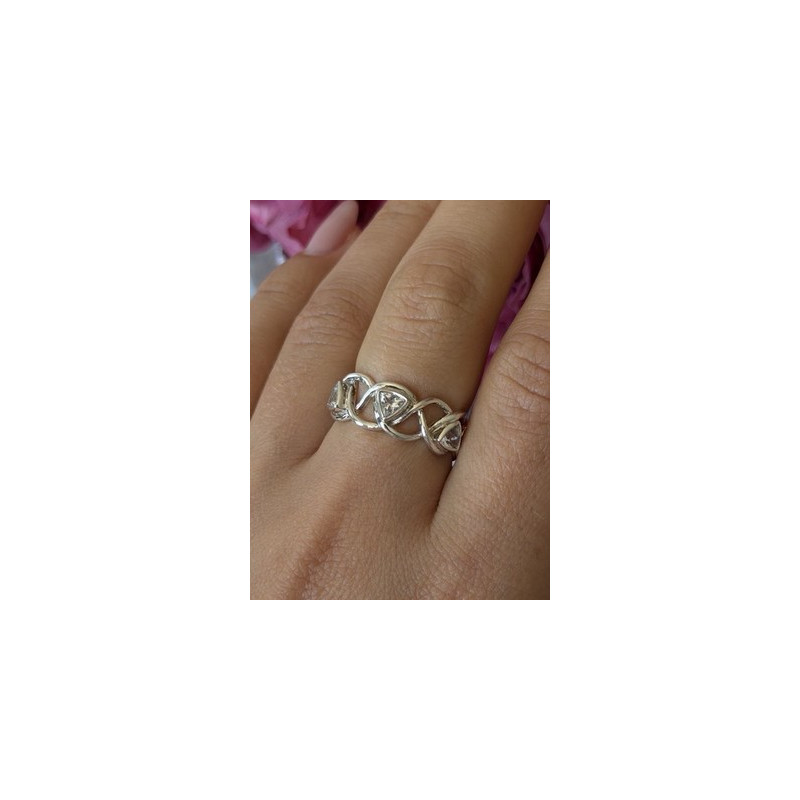 Deb Guyot 925 Sterling Silver White Topaz Band Ring Size 7