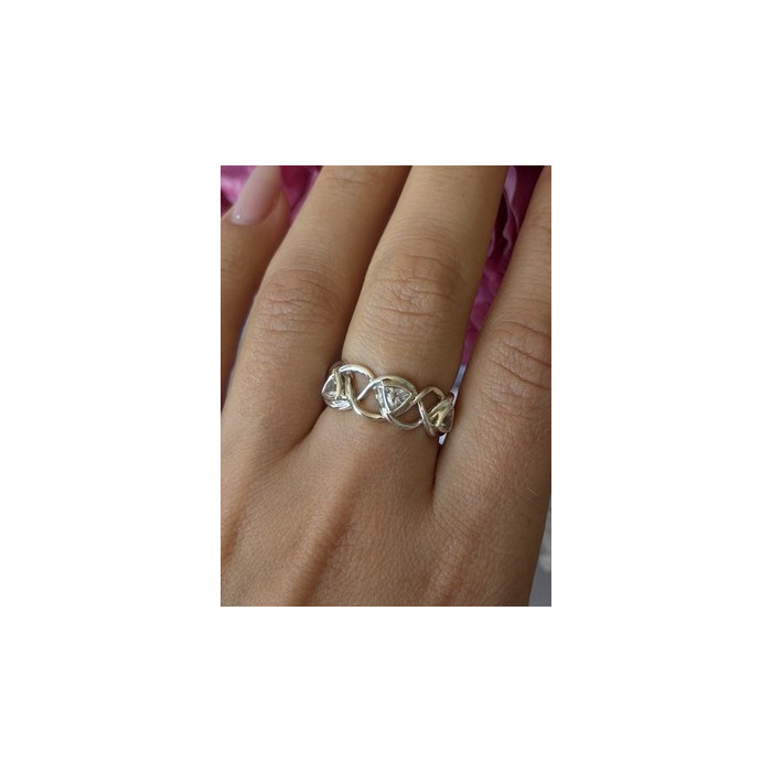 Deb Guyot 925 Sterling Silver White Topaz Band Ring Size 7