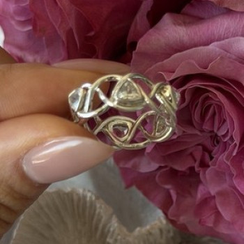 Deb Guyot 925 Sterling Silver White Topaz Band Ring Size 7