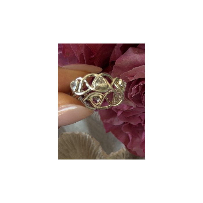 Deb Guyot 925 Sterling Silver White Topaz Band Ring Size 7