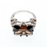 925 Sterling Silver Hessonite & Quartz Ring Size 5.5