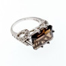 925 Sterling Silver Hessonite & Quartz Ring Size 5.5