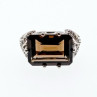925 Sterling Silver Hessonite & Quartz Ring Size 5.5