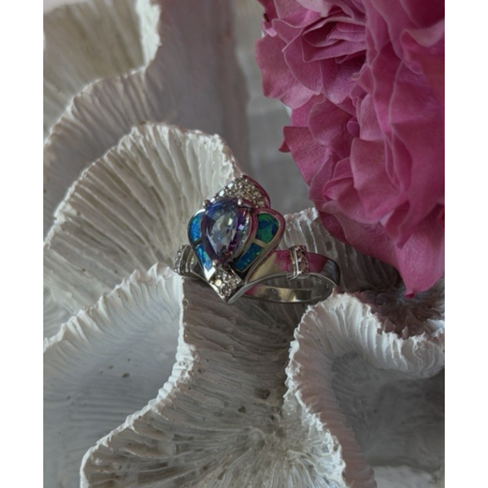 925 Sterling Silver Mystic Topaz Abalone Beryl Ring Size 9