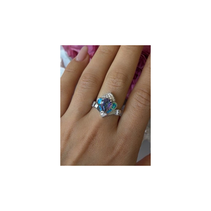 925 Sterling Silver Mystic Topaz Abalone Beryl Ring Size 9