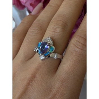 925 Sterling Silver Mystic Topaz Abalone Beryl Ring Size 9