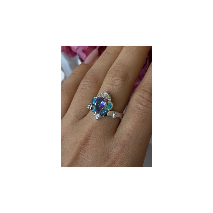 925 Sterling Silver Mystic Topaz Abalone Beryl Ring Size 9