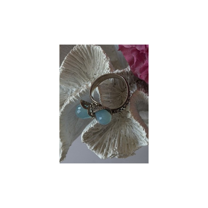 925 Sterling Silver Blue Chalcedony Ring Size 11 Sizable