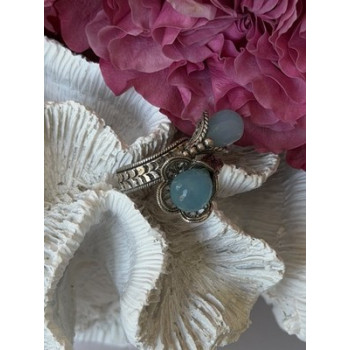 925 Sterling Silver Blue Chalcedony Ring Size 11 Sizable