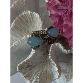 925 Sterling Silver Blue Chalcedony Ring Size 11 Sizable