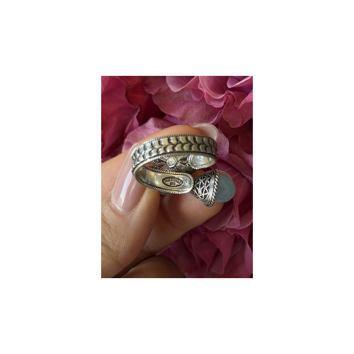 925 Sterling Silver Blue Chalcedony Ring Size 11 Sizable