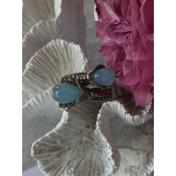 925 Sterling Silver Blue Chalcedony Ring Size 11 Sizable