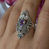 Vintage 925 Sterling Silver Amethyst & Marcasite Ring Size 9