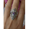 Vintage 925 Sterling Silver Amethyst & Marcasite Ring Size 9
