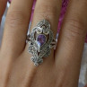 Vintage 925 Sterling Silver Amethyst & Marcasite Ring Size 9