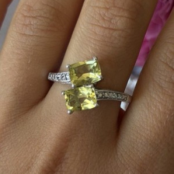 925 Sterling Silver Citrine Ring Size 10