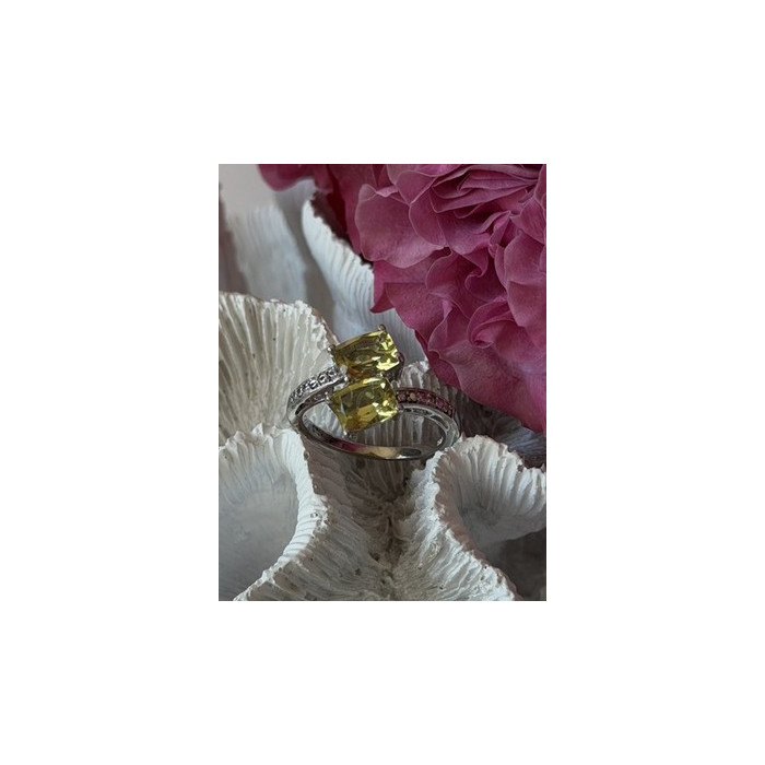 925 Sterling Silver Citrine Ring Size 10