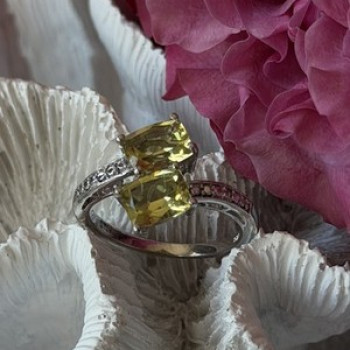 925 Sterling Silver Citrine Ring Size 10