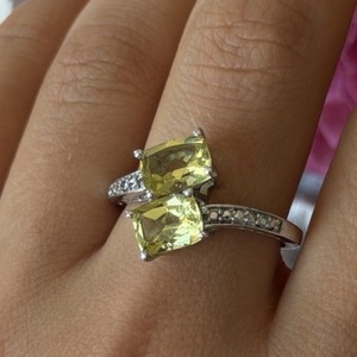 925 Sterling Silver Citrine Ring Size 10