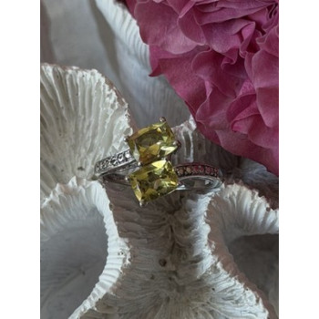 925 Sterling Silver Citrine Ring Size 10