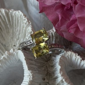 925 Sterling Silver Citrine Ring Size 10