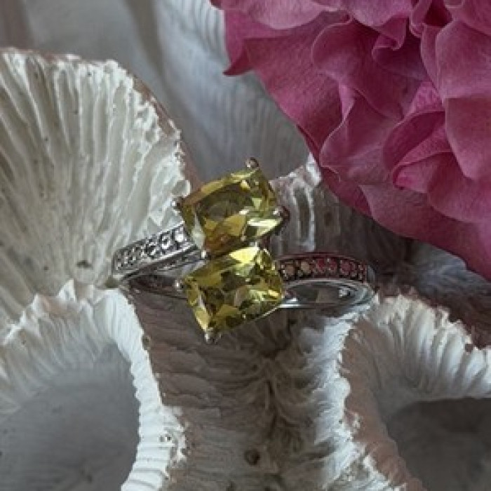 925 Sterling Silver Citrine Ring Size 10